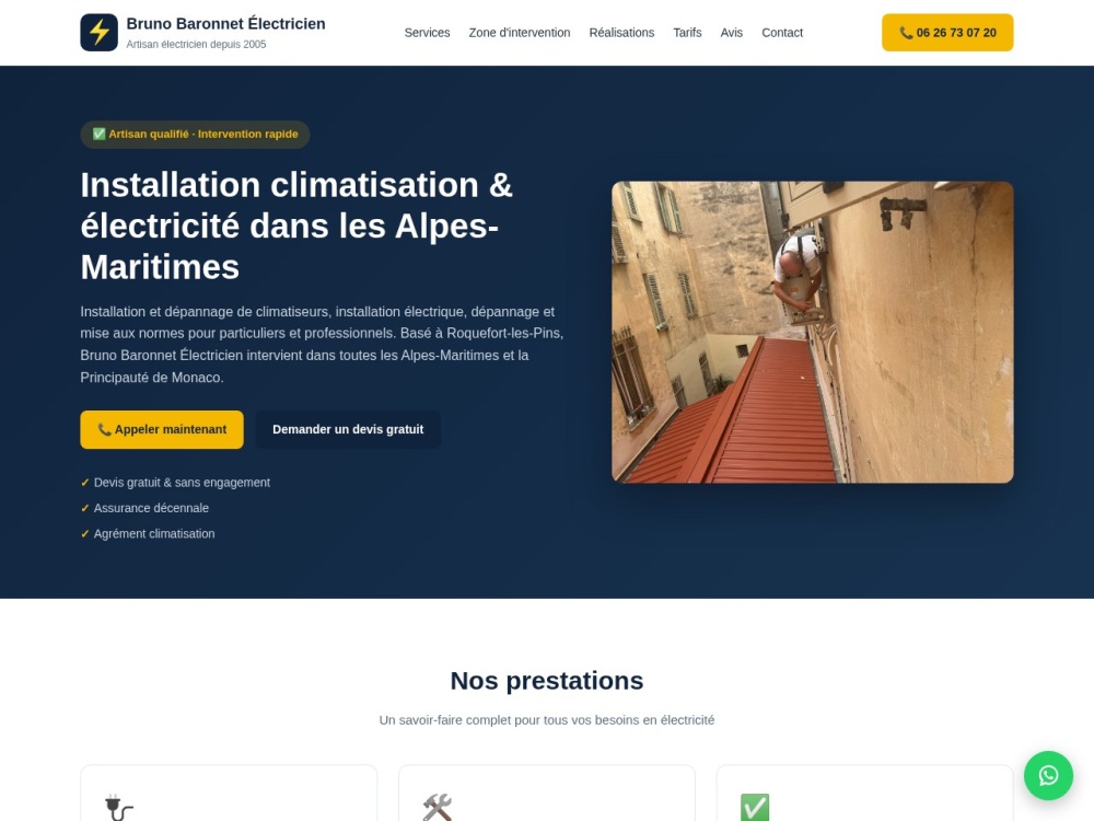 Aperçu du site Bruno Électricien